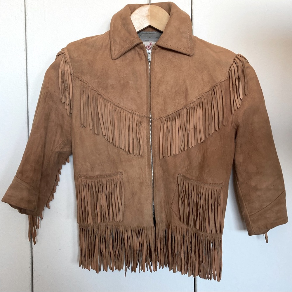 Vintage suede fringe jacket